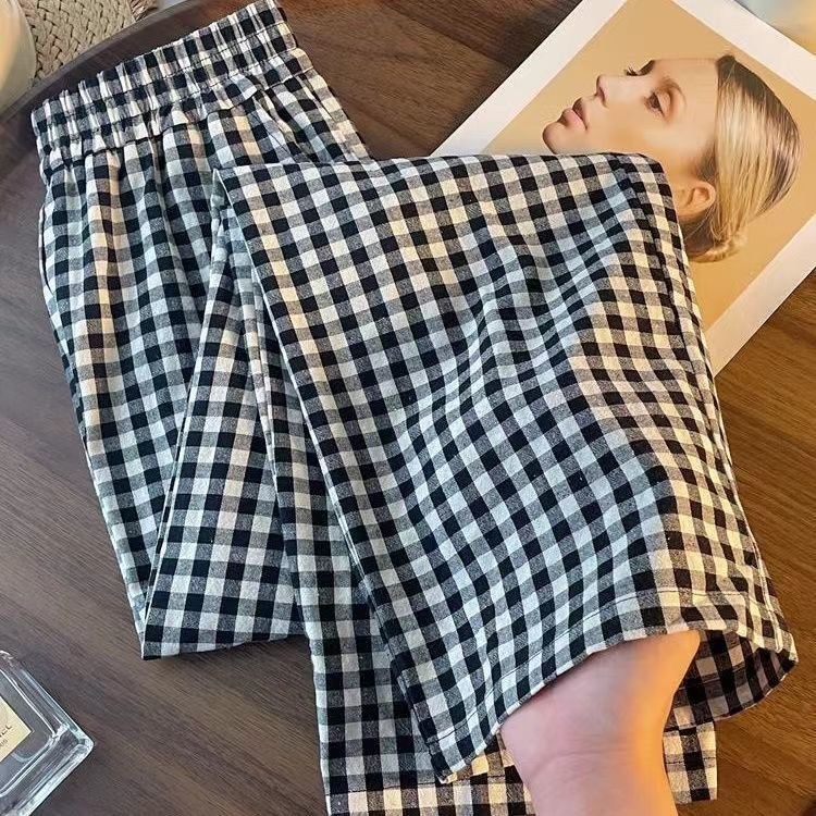 패션고리 여성 밴딩 데일리 체크무늬 팬츠 H1106